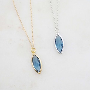 Sapphire Blue Marquise Gem Necklace | Bridesmaid Necklaces | Wedding Jewelry | NBLG12, NBLS12