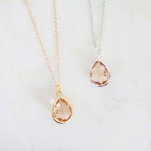 Champagne Gem Necklace | Bridesmaid Necklaces | Wedding Jewelry | NCHPG1 NCHPS1