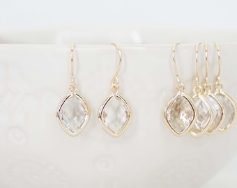 Crystal Diamond Gem Earrings | Bridesmaid Earrings | Wedding Jewelry | ECG14, ECS14