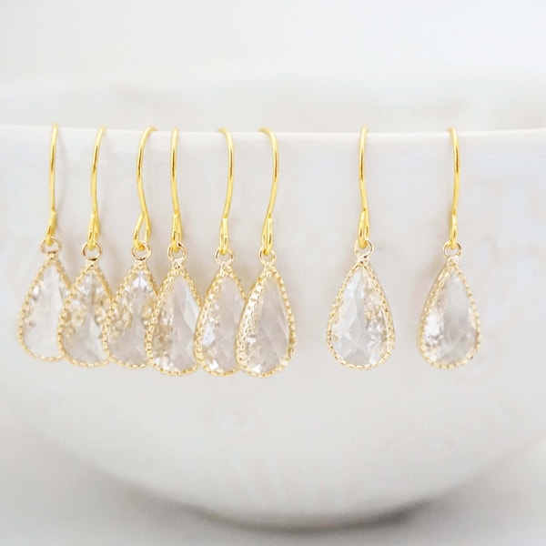 Crystal Teardrop Gem Earrings | Bridesmaid Earrings | Wedding Jewelry | ECG7, ECS7
