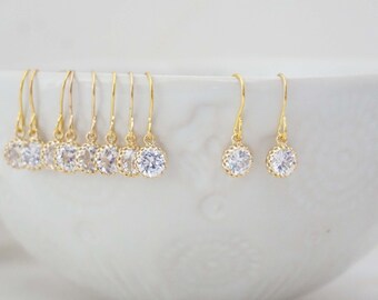 Dainty Mini Crystal Gem Earrings | Bridesmaid Earrings | Wedding Jewelry | ECG4, ECS4