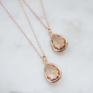 Champagne Gem and Rose Gold Necklace | Bridesmaid Necklaces | Wedding Jewelry | NCHPRG1