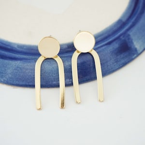 Glossy Gold Geometric Post Earrings