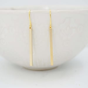 Long Thin Gold Bar Earrings