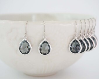 Grey Teardrop Earrings | Bridesmaid Earrings | Wedding Jewelry | EGRG1, EGRS1