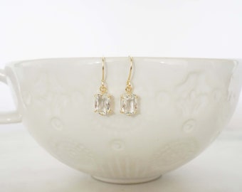 Crystal and Gold Gem Earrings | Bridesmaid Earrings | Wedding Earrings | ECG34, ECS34