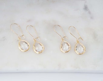 Crystal Teardrop Gem Hoop Earrings | Bridesmaid Earrings | Wedding Jewelry | ECG1, ECS1, ECRG1