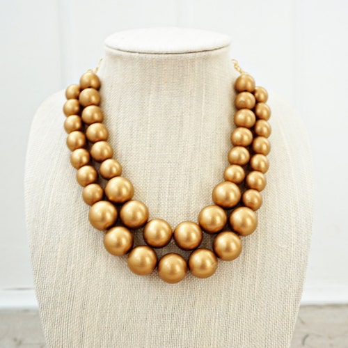 Matte Gold Bead Statement Necklace - Etsy