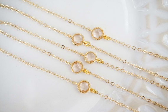 Champagne Circle Gem Bracelets | Bridesmaid Bracelets | Wedding Jewelry | BCHPG1, ECHPS1