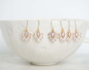 Crystal Leaf Fan Drop Gem Earrings | Bridesmaid Earrings | Wedding Earrings | ECG23 ECS23