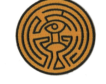 Westworld Maze Patch Iron on Orange on Black from ZanzibarLand