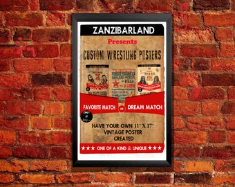 Custom Vintage Wrestling Poster - Chose your Favorite Match or Dream Match from ZanzibarLand