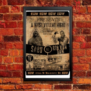 Rob Van Dam Vs Sabu Vintage Wrestling Poster ECW! ECW! ECW!