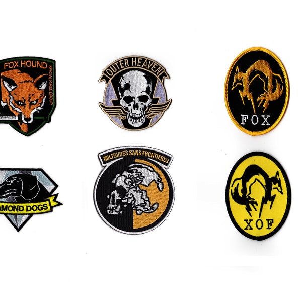 Hook and Loop Patches XOF, Diamond Dogs, Outer Heaven, FOX, MSF, Foxhound from Metal Gear Solid
