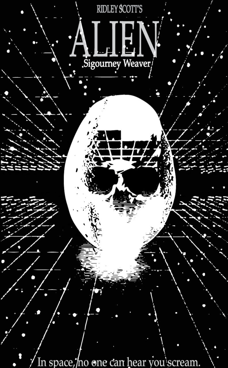 Alien Movie Poster In Space No One Can Hear You Scream from Etsy