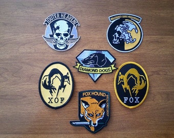 Iron Patch Set XOF, Diamond Dogs, Outer Heaven, FOX, MSF, Foxhound from Metal Gear Solid