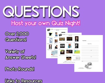 Trivia Questions Host Your Own Trivia Night Includes Thousands of Questions, Answer Sheets & More from ZanzibarLand