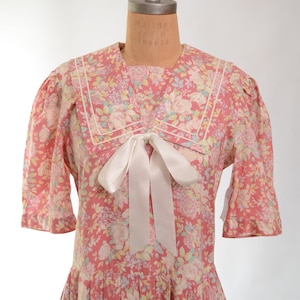 80s/90s Laura Ashley Mauve Floral Cotton Garden Party Dress image 9