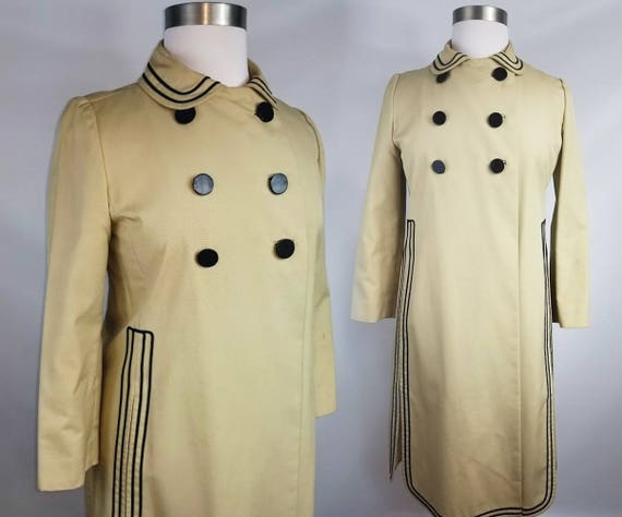 Mid-century Classic Khaki Double Breasted Trench Coat With Black