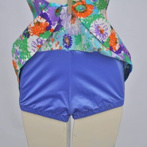 60s Painterly Floral Skirted Modest One-piece Bathing Suit 34C image 8