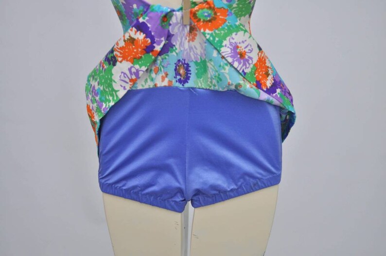 60s Painterly Floral Skirted Modest One-piece Bathing Suit 34C image 8