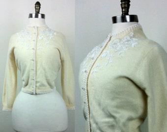 50s vest trui Beaded knop-up grootte 40