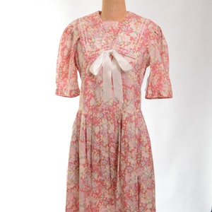 80s/90s Laura Ashley Mauve Floral Cotton Garden Party Dress image 10