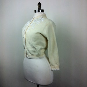 50s Cardigan Sweater Beaded Button-up Size 40 image 4