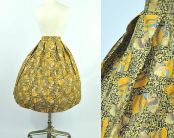 50s Circle Skirt Novelty Print Egyptian Nefertiti S