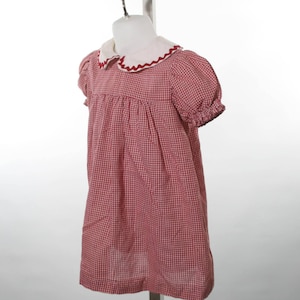 60s handmade checkered red and white toddler girls dress 12 month to 18 month