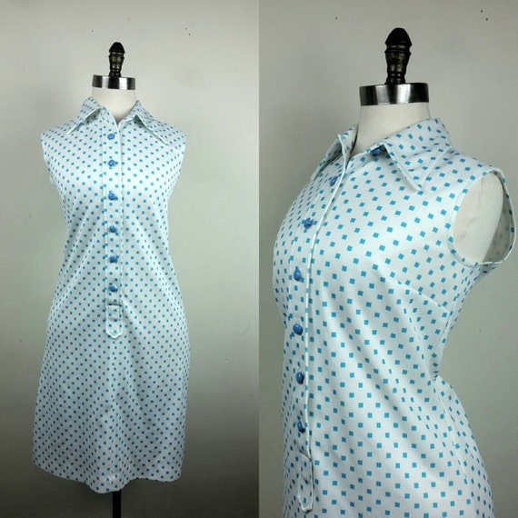 60s Mod Dress Sleeveless Geometric Scooter M - image 1