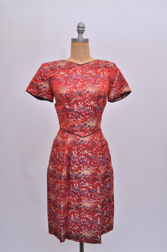 1950s Asian Wiggle Dress Cheongsam Small/Medium - image 5