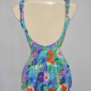 60s Painterly Floral Skirted Modest One-piece Bathing Suit 34C image 7