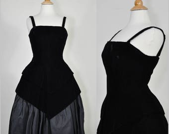1960er Jahre cocktail-Party-Kleid schwarz unglaubliche Bau LBD S/M