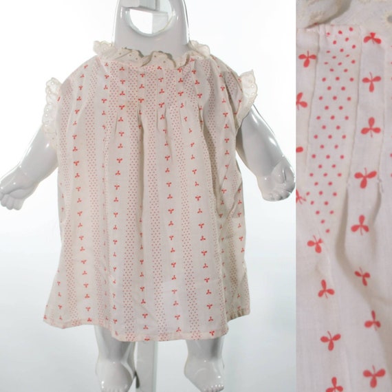 70s baby dress white and red - image 1