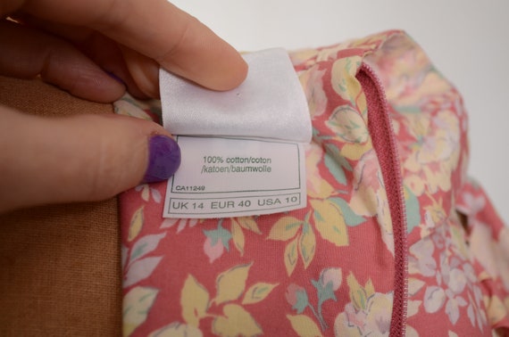 80s/90s Laura Ashley Mauve Floral Cotton Garden P… - image 4