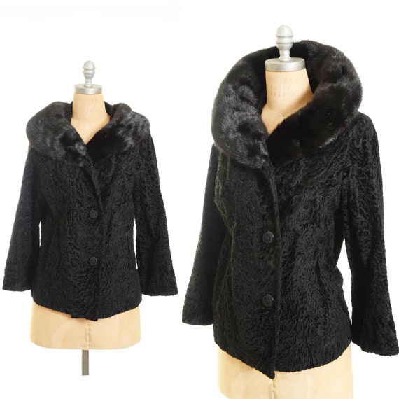 Midcentury Astrakhan Curly Lamb Fur Jacket M - Etsy