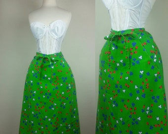 70s Wrap Skirt Novelty Print Lady Bugs with Pockets XS