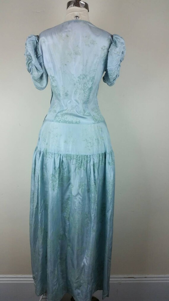 30s Dress Formal Gown Dropwaist Pale Blue S/M - image 3