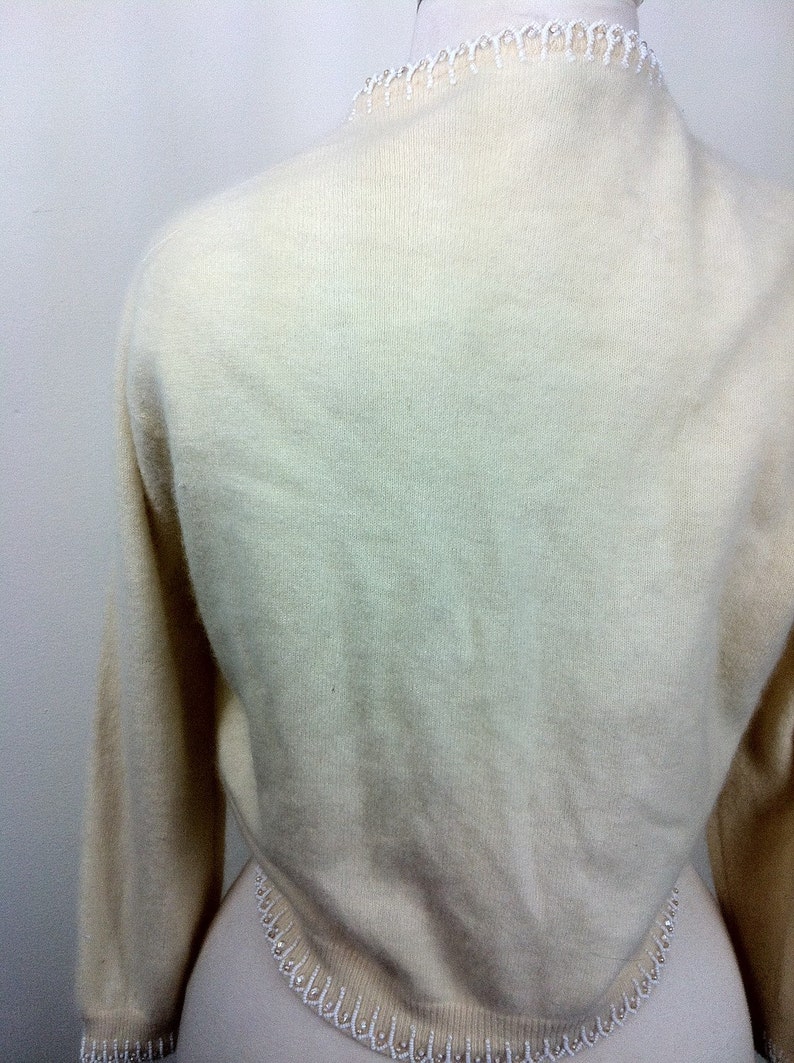 50s Cardigan Sweater Beaded Button-up Size 40 image 2