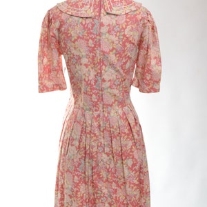 80s/90s Laura Ashley Mauve Floral Cotton Garden Party Dress image 2