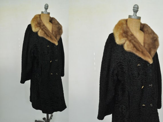 1950s Elsa Schiaparelli Astrakhan Lamb Wool Coat … - image 1