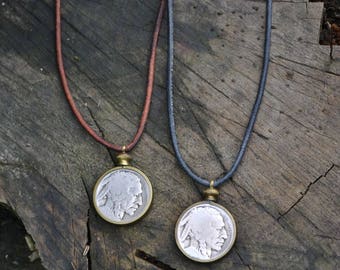 coin necklace, boho men necklace, buffalo coin necklace, buffalo nickel necklace, buffalo nickel jewelry, old coin necklace, indian coin