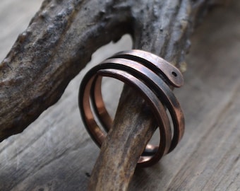 Anillo de serpiente, anillo de serpiente forjado a mano, anillo de serpiente, banda de anillo de serpiente, anillo de cobre, anillo de serpiente forjado a mano, anillo de serpiente de cobre, serpiente