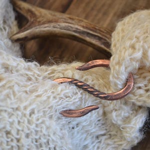 Copper shawl pin, hair pin, S simple pin, boho shawl pin, copper pin, shawl pin, S shawl pin, circle hair stick, copper serpent pin