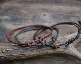 Simple adjustable leather bracelet, 2 mm brown adjustable leather bracelet, plain leather bracelet, simple men leather bracelet, friendship