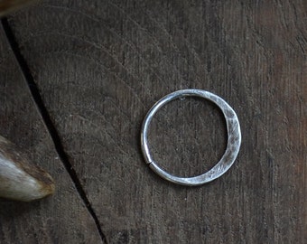 Sterling septum nose ring, sterling septum nose hoop, 18 g septum hoop, hammered septum sterling hoop, 16 gauge ring, 16 gauge septum hoop