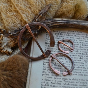 Shawl pin, shawl copper pin, penannular brooch, copper pin, Anglo-Saxon pin, AngloSaxon pin, small penannular shawl pin, small shawl pin image 2