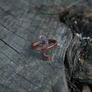 Copper ring, adjustable copper ring, knuckle ring, viking ring, snake ring, men's rustic ring, above the knuckle ring, rustic copper ring image 5