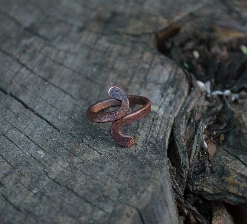 Copper ring, adjustable copper ring, knuckle ring, viking ring, snake ring, men's rustic ring, above the knuckle ring, rustic copper ring image 5